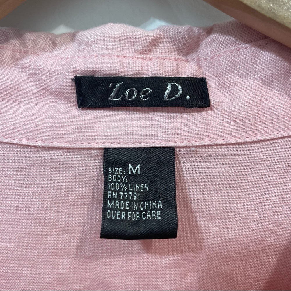 Zoe D. 100% Linen Blush Pink Button Down Shirt Coastal Grandma Size M - Picture 10 of 10